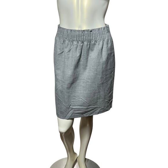J.Crew Gray Wool Blend Elastic Waist Midi Pencil Skirt with Pockets Size 6 - Picture 1 of 8